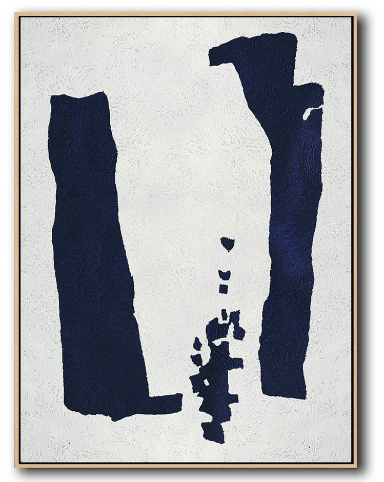 Large Abstract Art,Buy Hand Painted Navy Blue Abstract Painting Online,Modern Canvas Art #N5H1